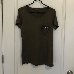 Casual tee with beading & chain detail